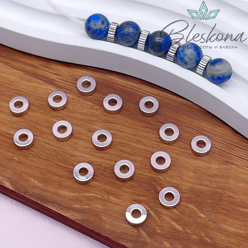 7*2,5 мм Цвет серебро, Бусина-разделитель резная 