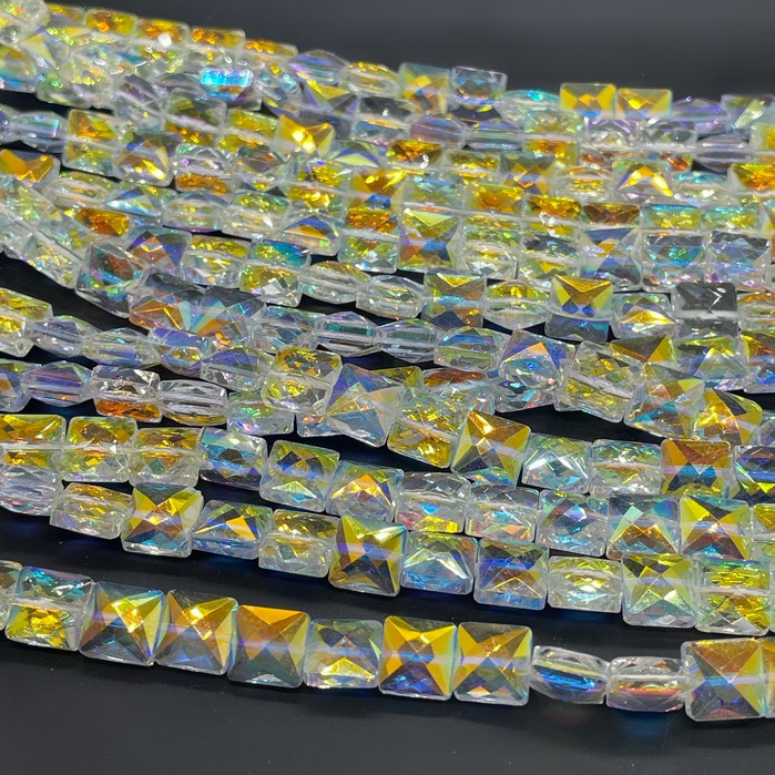 8 мм Стекло Lux, квадрат огранка, цвет  Aurore Boreale