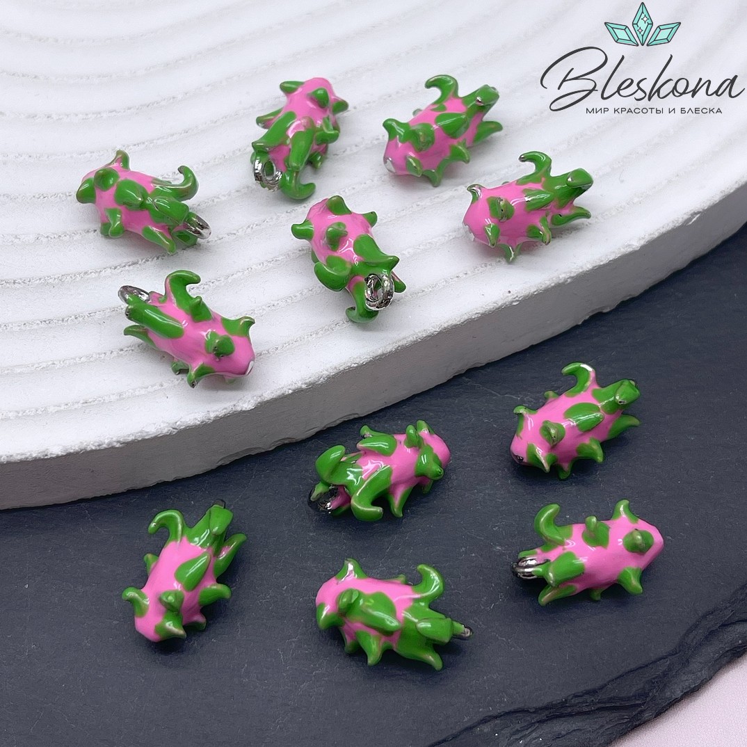 15*8,5 мм Цвет серебро, Подвеска Питахайя (драконий фрукт) эмаль