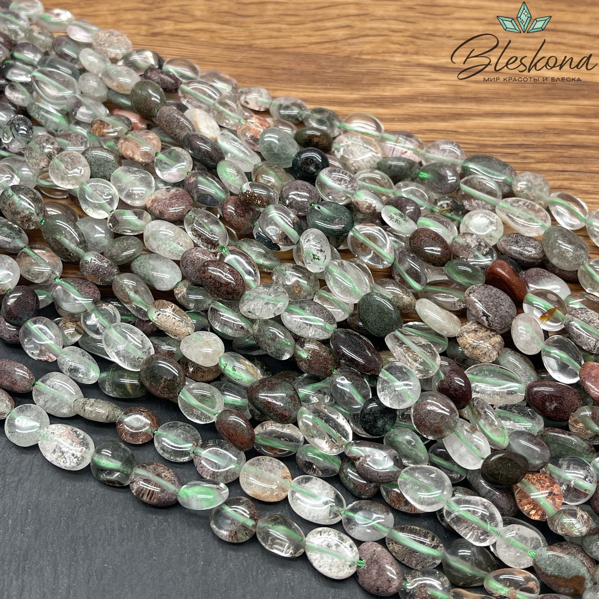 Агат Моховой галтовка (6-10)*(6-8) мм