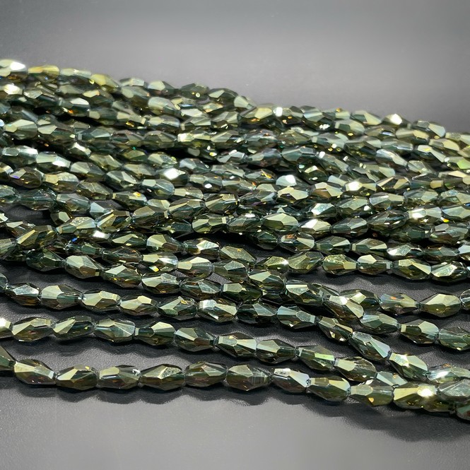 4*7,5 мм Стекло Lux, ракушка мини, цвет темно- зеленый