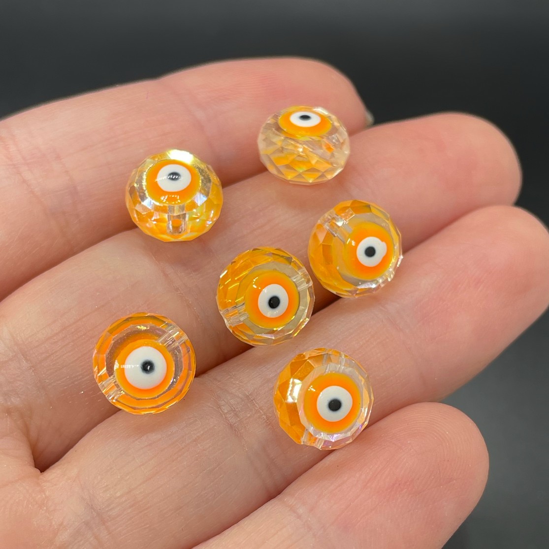 10мм, Стекло Lux форма круг оранжевый глаз уп.5 шт
