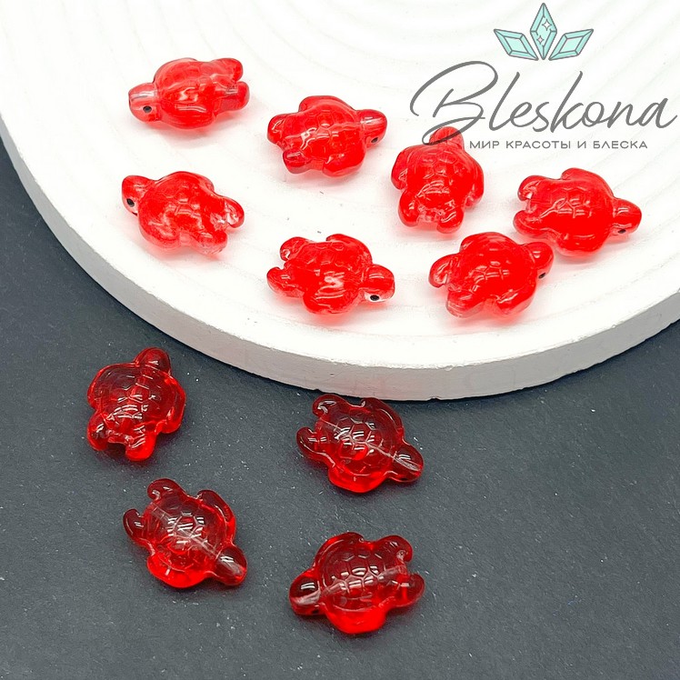 18,5*14 мм  Бусина черепаха красная