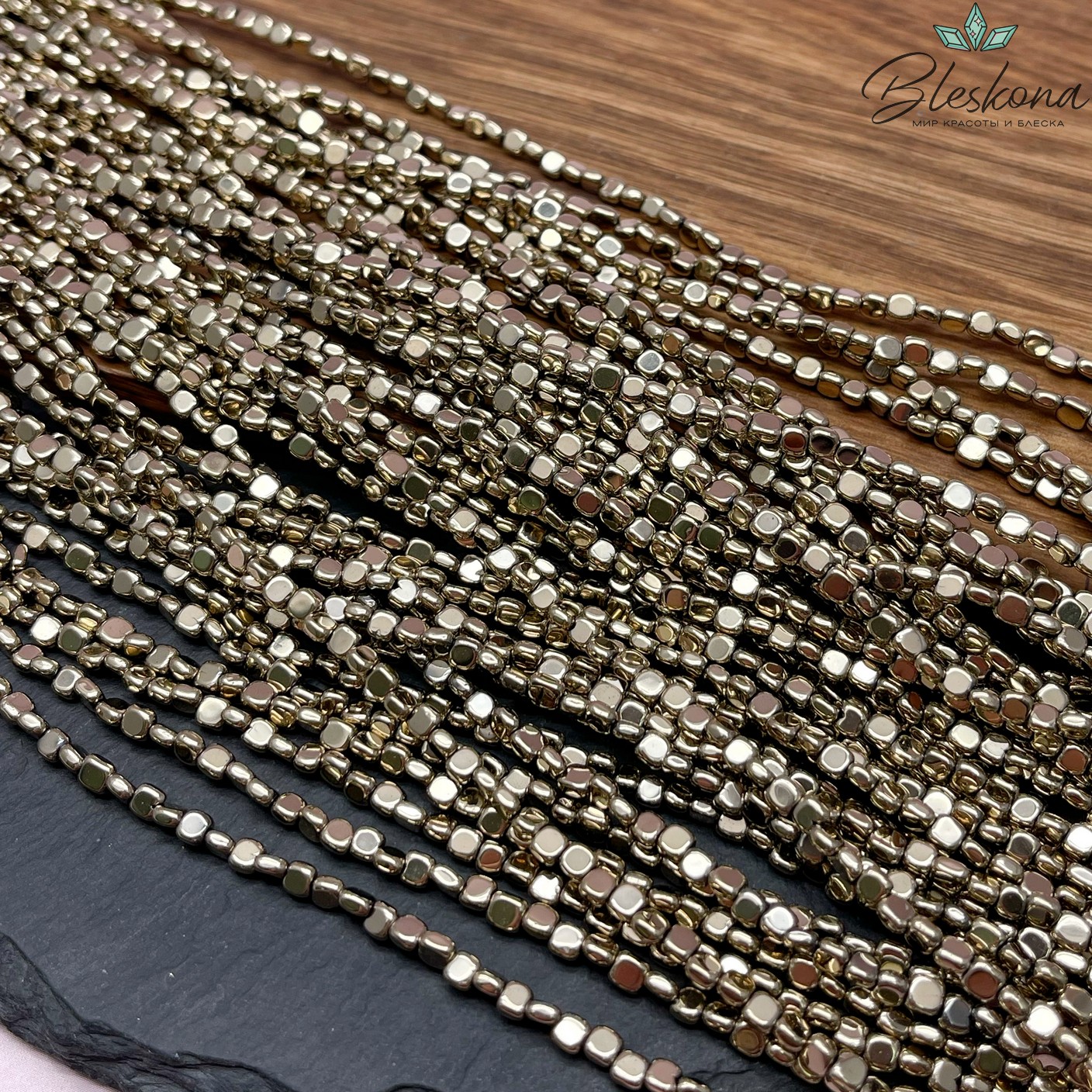 3*2 мм Гематин, темное золото, квадрат фриформ имитация