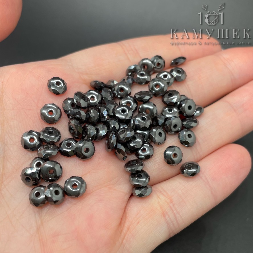 Гематин Рондель алмазная огранка имитация 6 мм уп.20шт