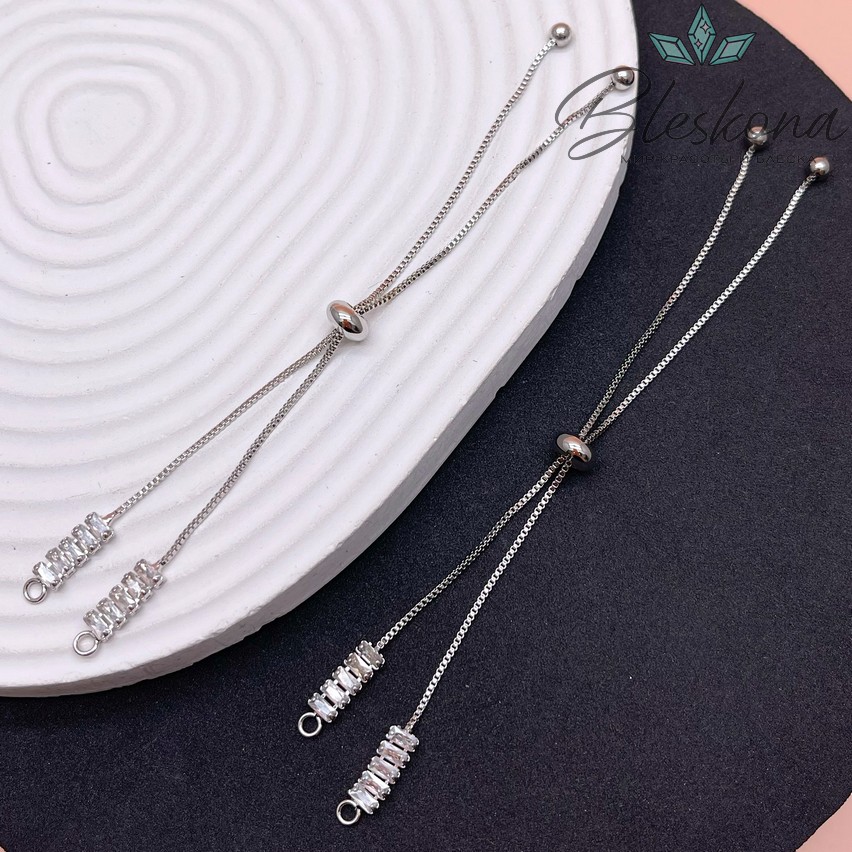 24 см Цвет серебро, Основа для браслета с цирконами 