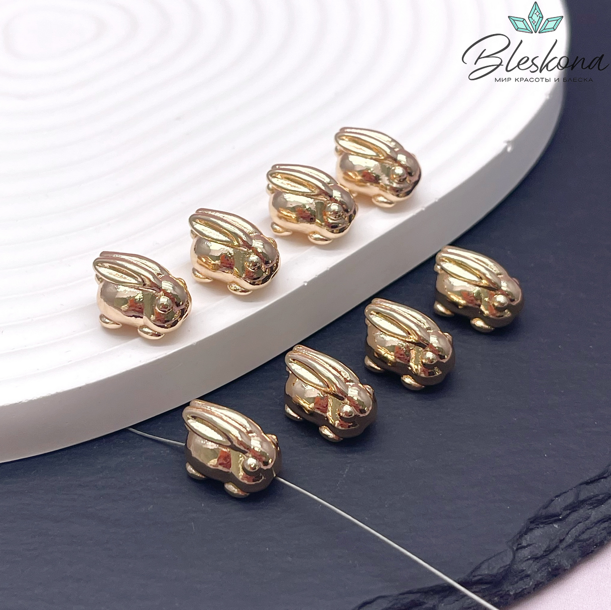 13,5*9,5 мм Цвет золото, Бусина Кролик