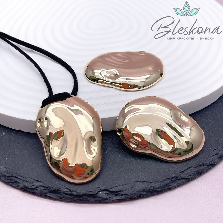 44,5*31,5 мм Цвет золото, Подвеска-бусина фриформ объемное крупное 