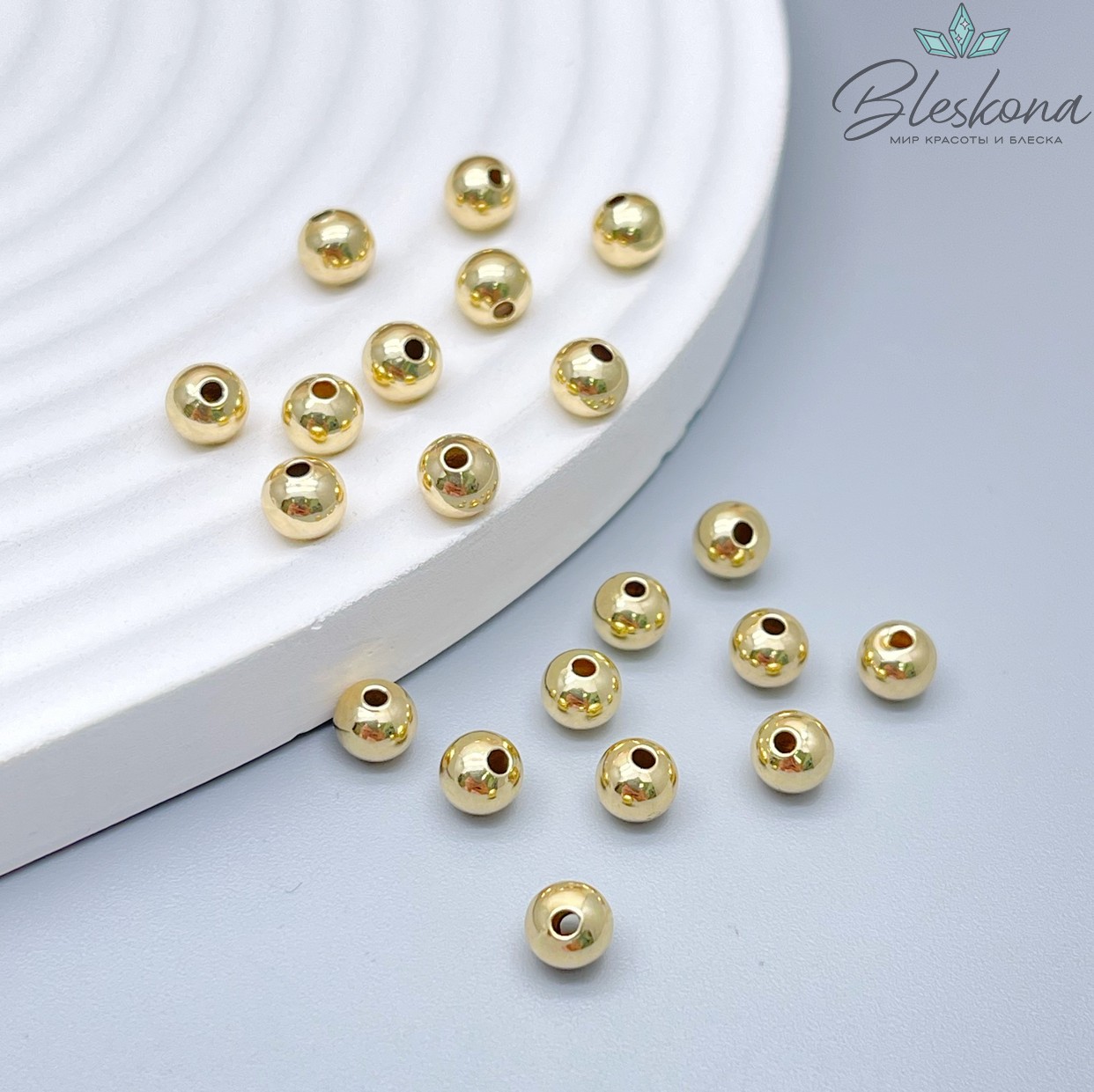 ⌀5мм цвет золото, Бусина гладкая уп.10шт Люкс
