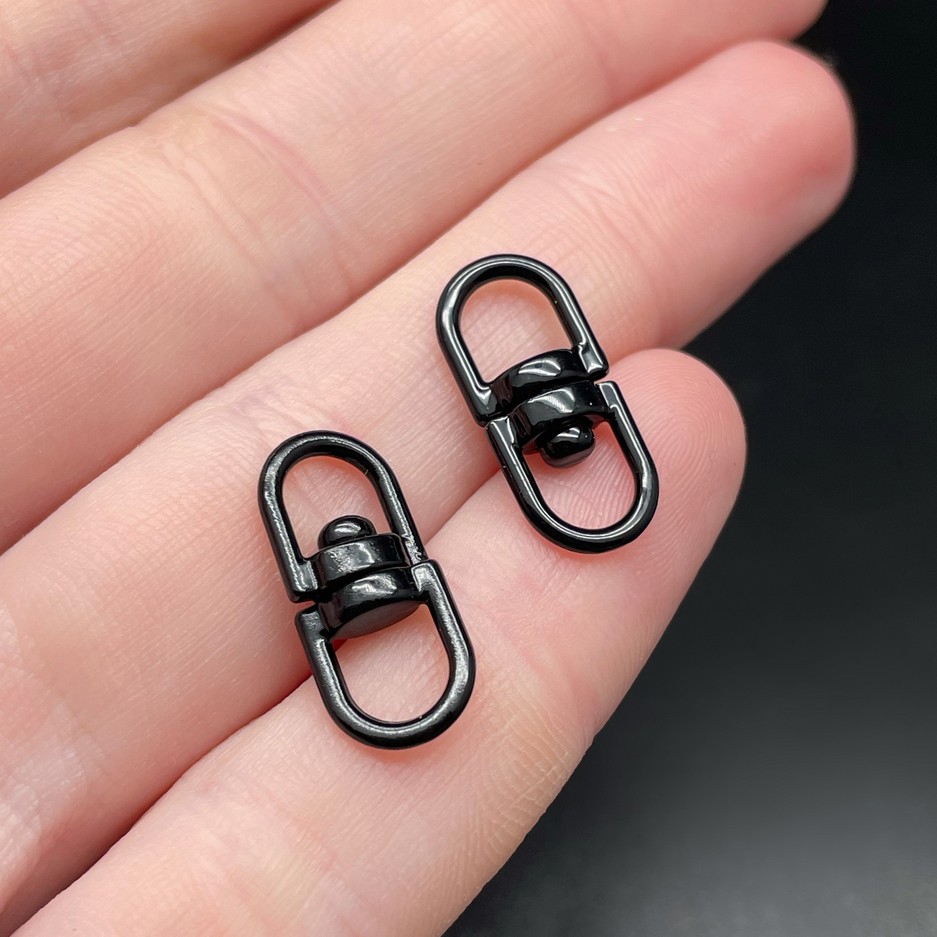 19*8 мм , Вращающаяся застежка-коннектор черная эмаль