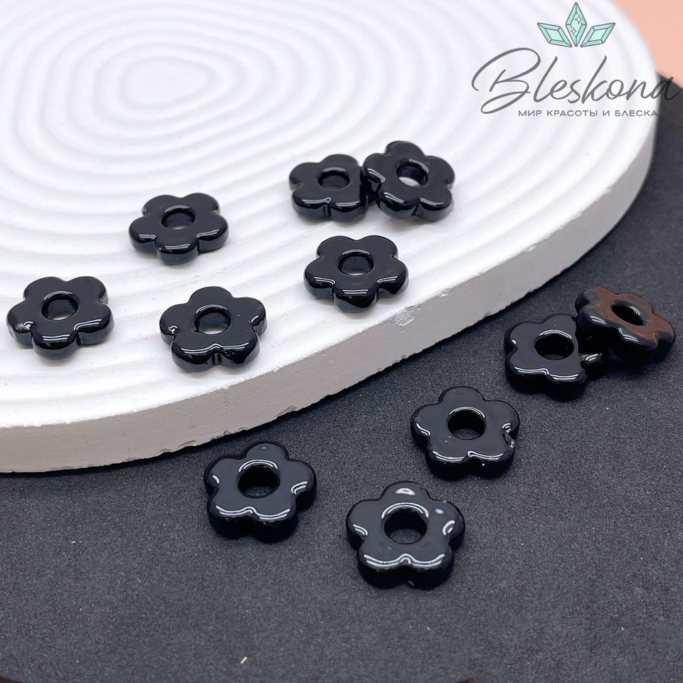 15 мм Подвеска цветок черный