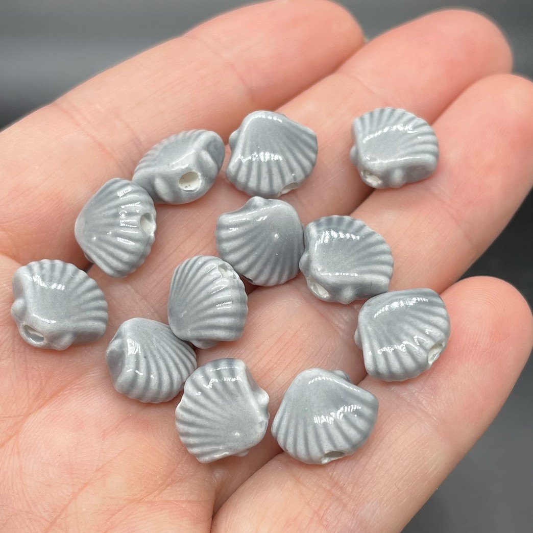 11,5*9,5 мм Бусина ракушка, керамика цвет серый