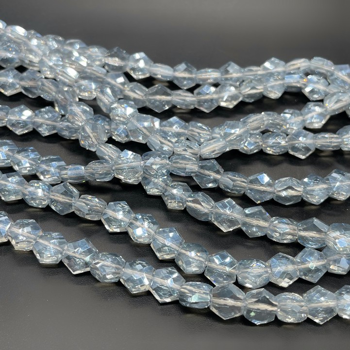 7*6 мм Стекло Lux, шестиугольник, цвет серо- голубой