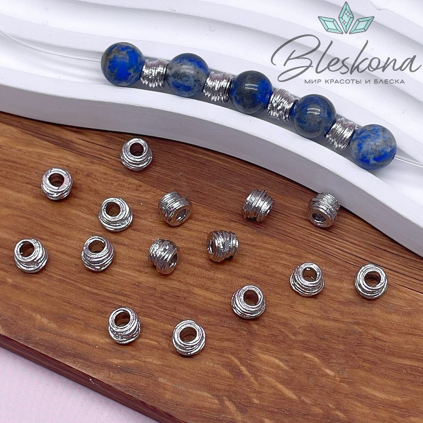 6*4,8 мм Цвет серебро, Бусина-разделитель улей