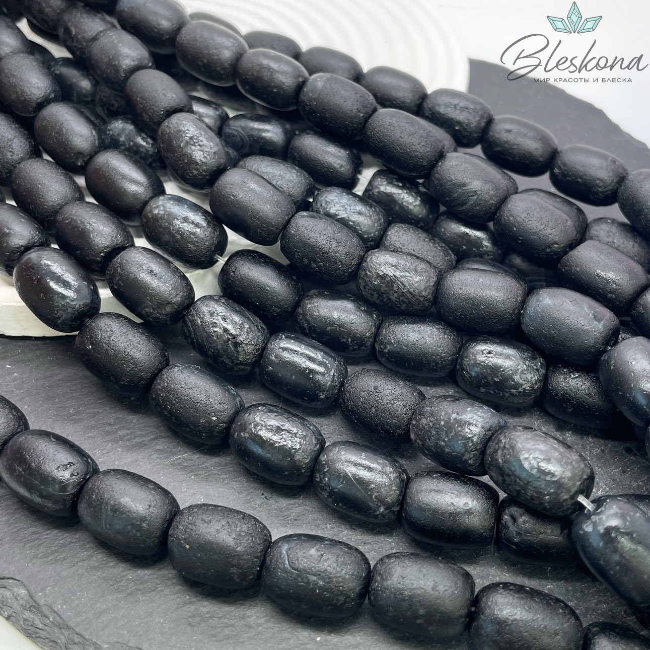 Агат черный бочата в термической обработке 18*13 мм