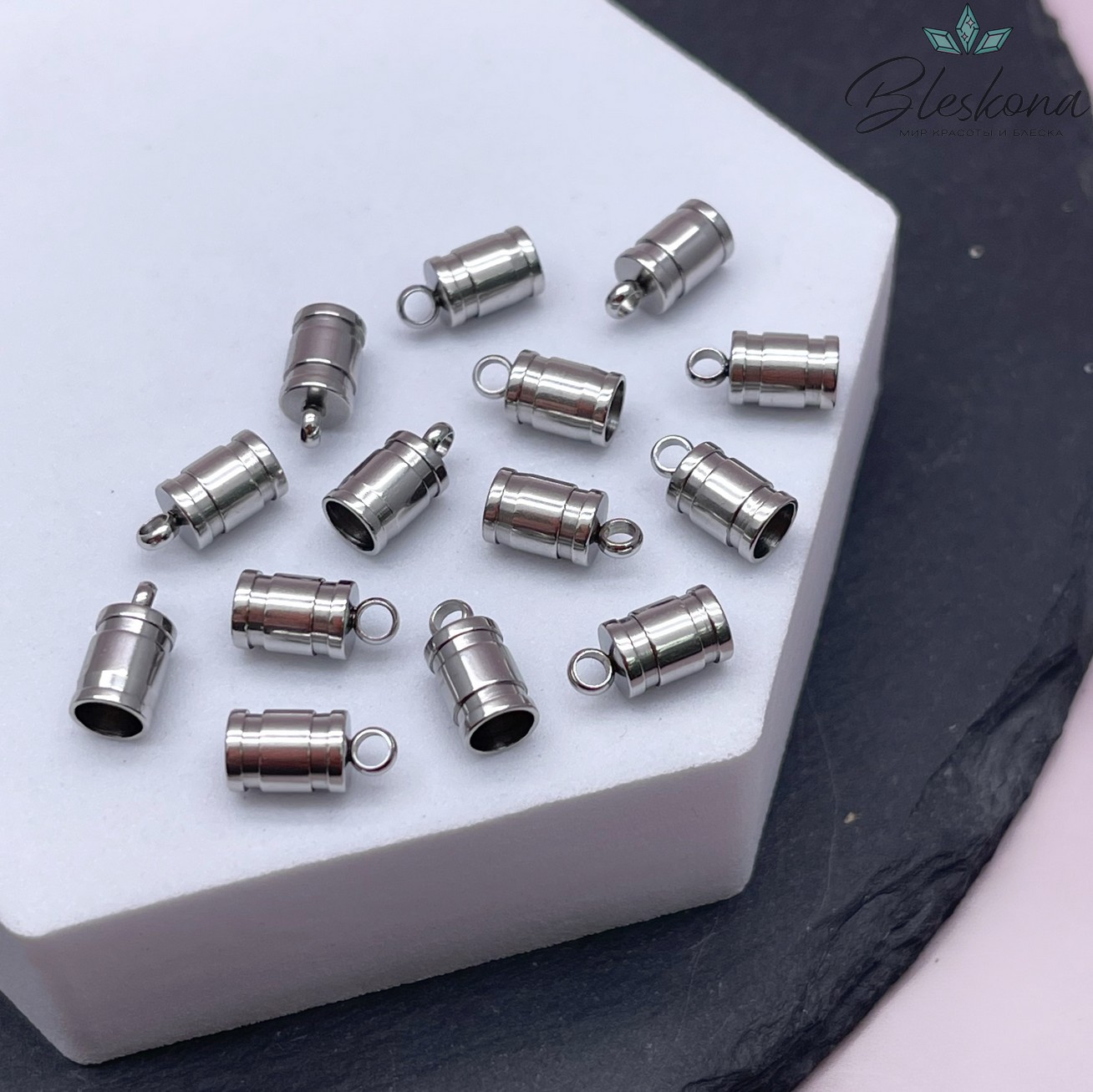 10*5 мм Цвет серебро, Зажим-Концевик для шнура сет 2 шт  