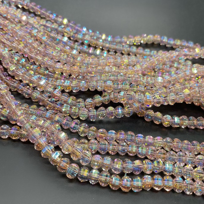 4,5*6 мм Стекло Lux, рондель прямоуг. огр.,цвет розовый с переливом