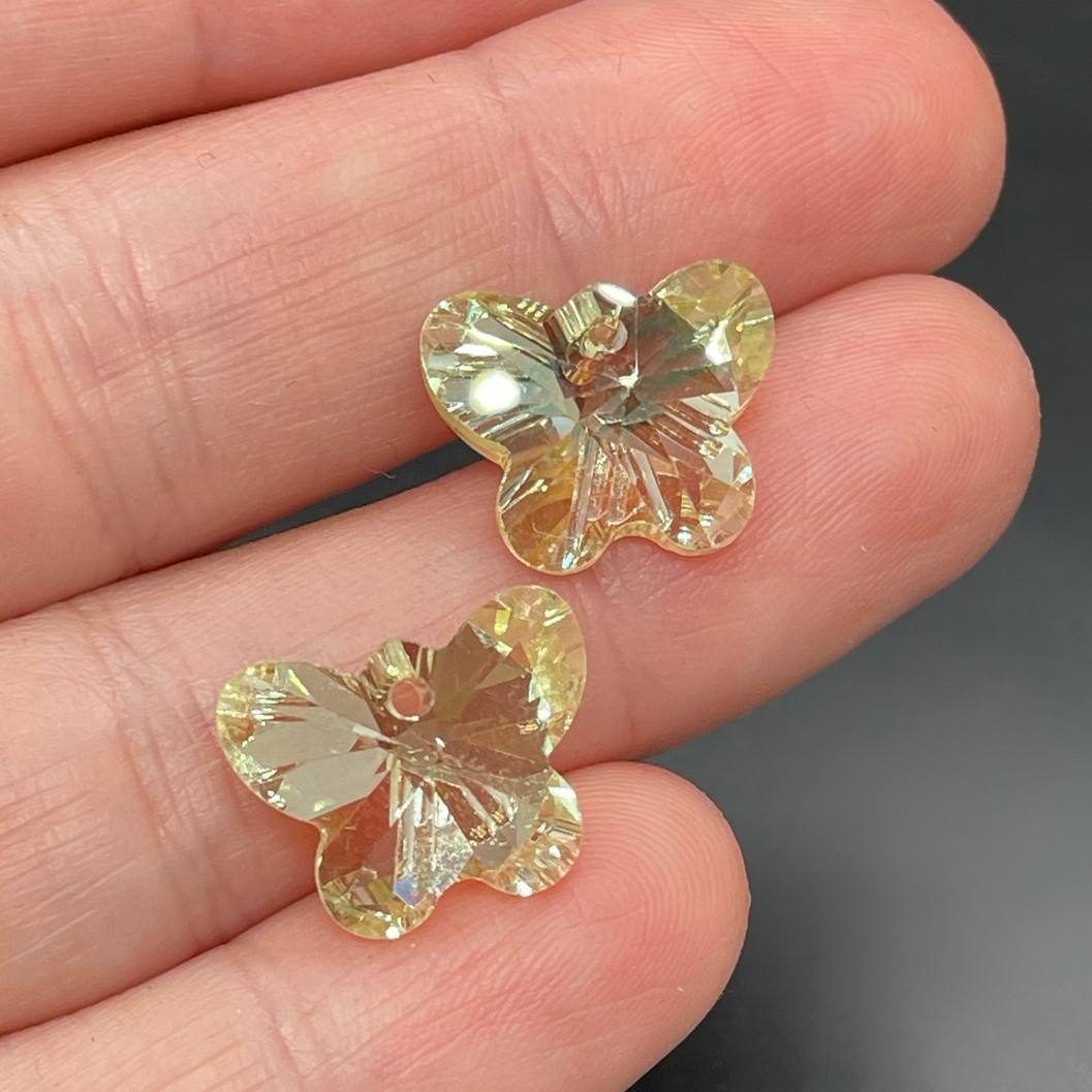 11,5*14,5 мм, Стекло Lux, Подвеска Бабочка, цвет желтый