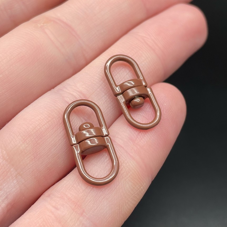 19*8 мм , Вращающаяся застежка-коннектор коричневая эмаль