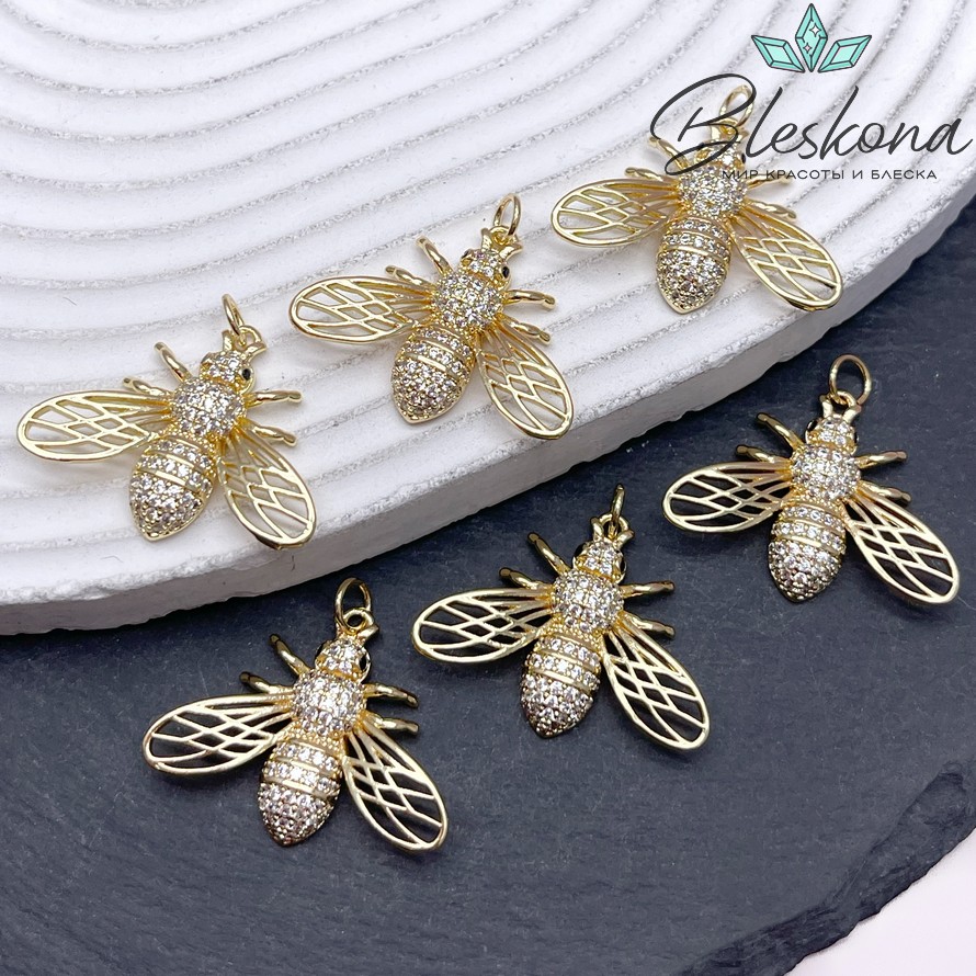 21,5*27,5 мм Цвет золото, Подвеска Пчелка с цирконами