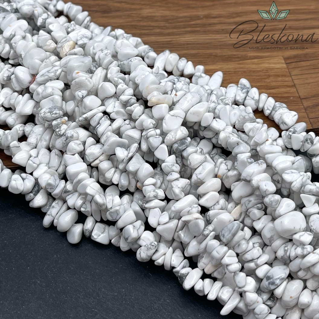 Крошка Магнезит (Говлит) №1 ширина бусин ~ 7-11 мм