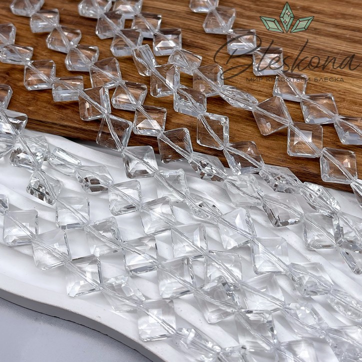 13 мм Бусины ромб, цвет прозрачный, стекло