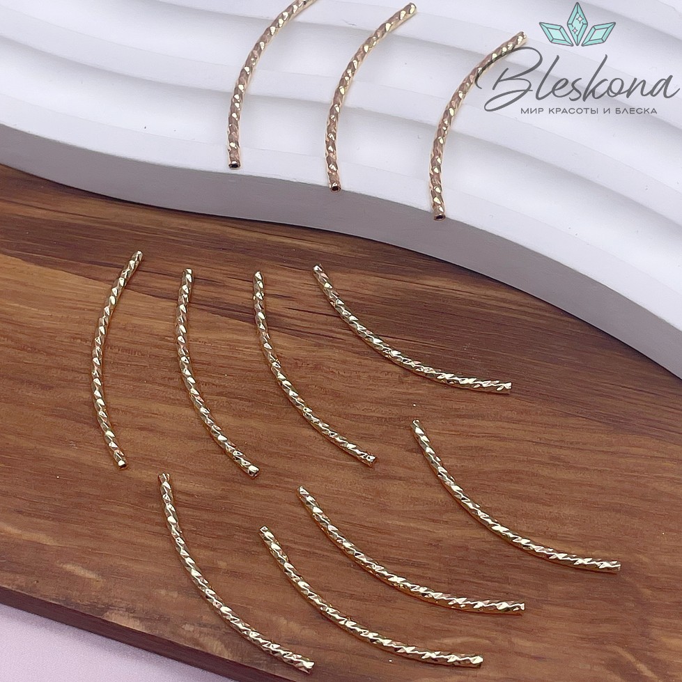 30*1,5 мм Цвет золото, Бусина трубочка огранка