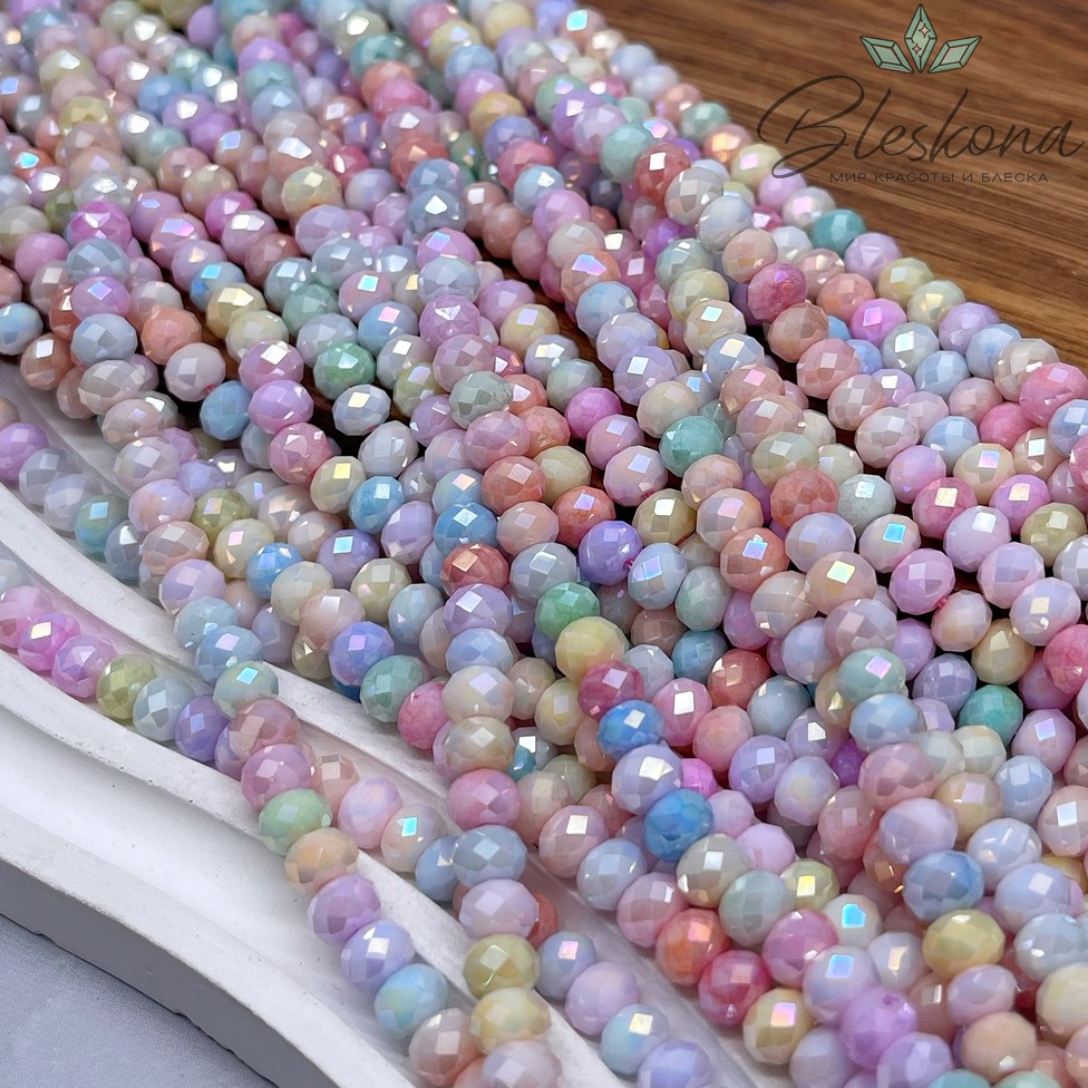 Стекло Lux рондель микс огранка  4*6 мм