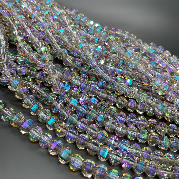 6*7,5 мм Стекло Lux, рондель прямоуг. огр., цвет песочный с переливом