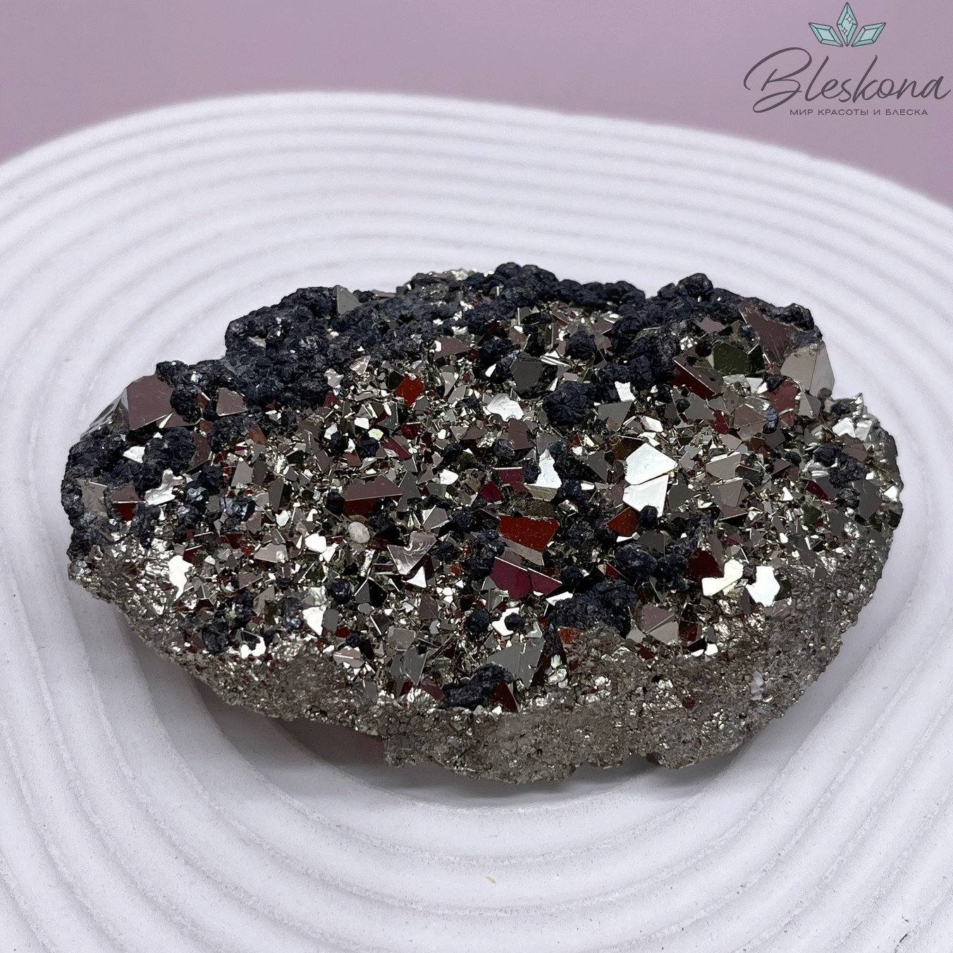 Пирит со сфалеритом и галенитом необработанный  60*90 мм