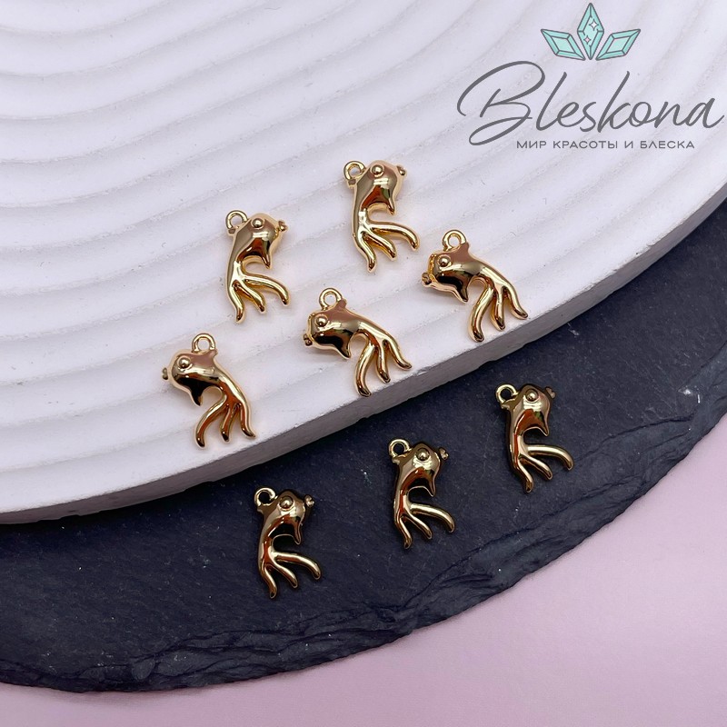 12,5*11 мм Цвет золото, Подвеска рыбка