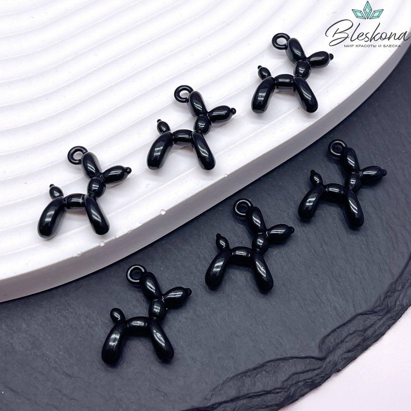 14*18 мм, Подвеска пудель черная эмаль