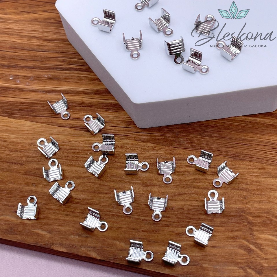 5,8*7,6 мм Цвет серебро, Зажим концевик для шнура