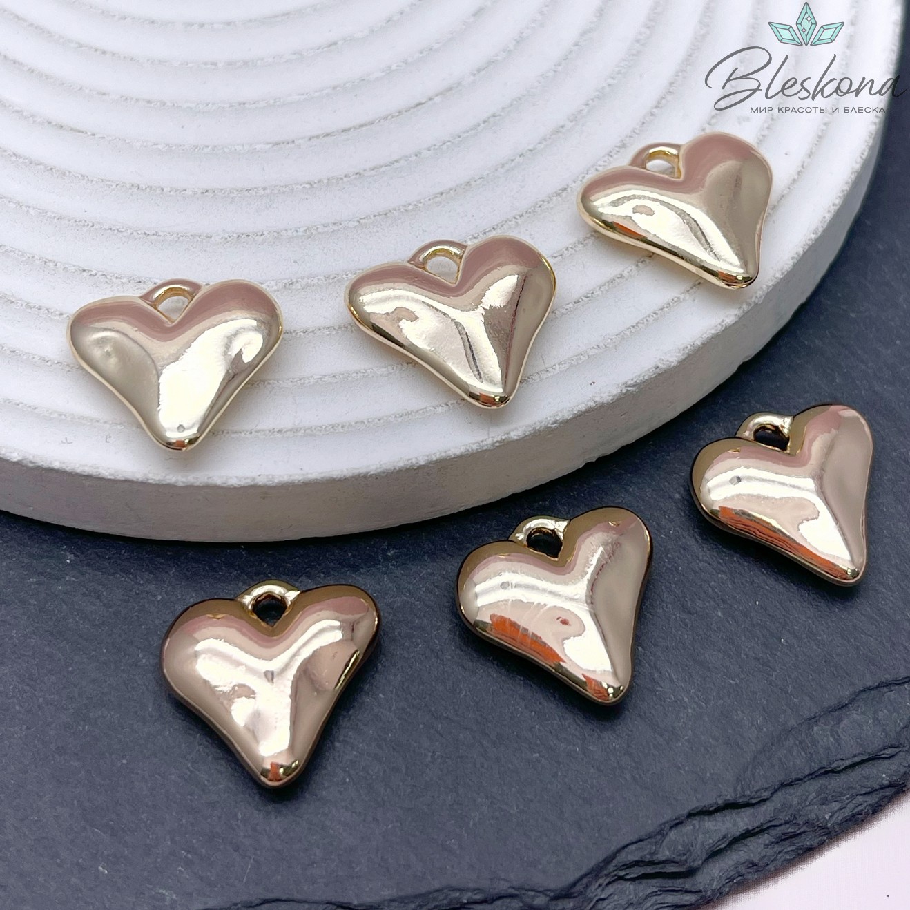 18,5мм, цвет золото, Подвеска сердце неровное 