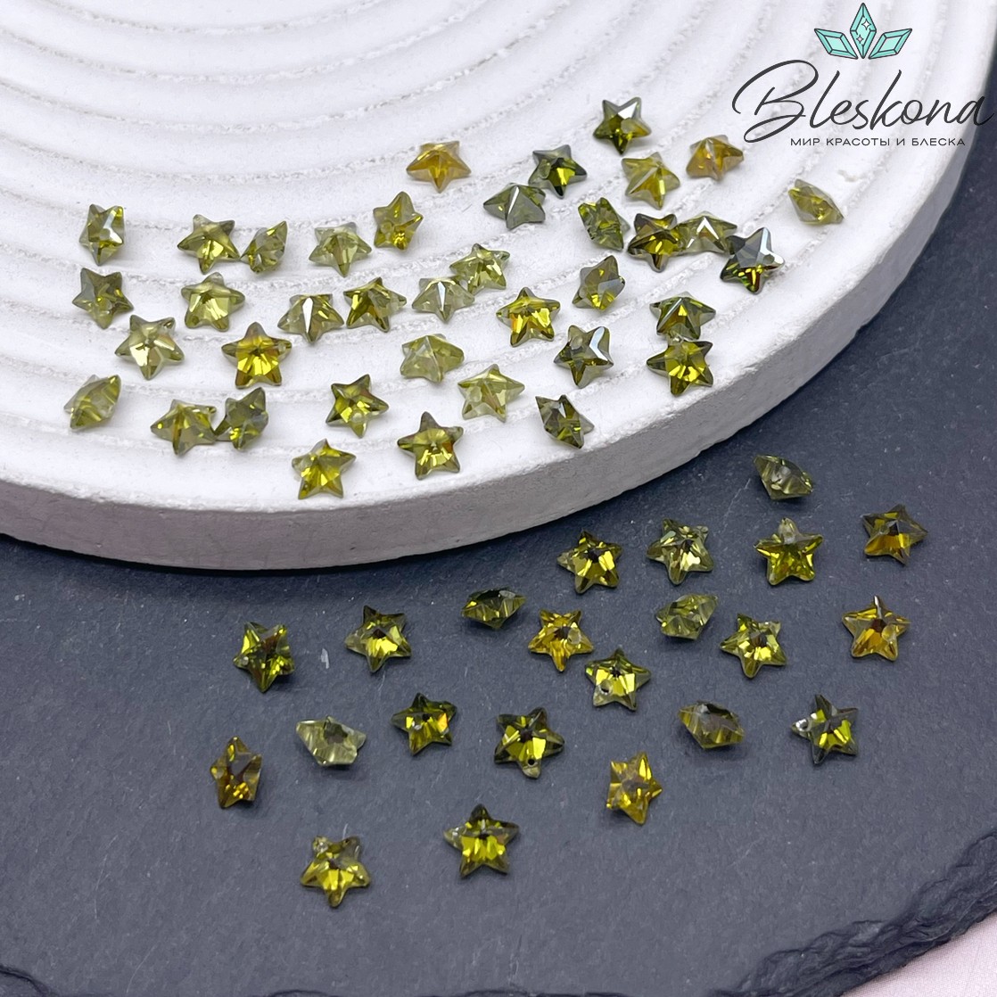 5 мм, Подвеска Циркон звезда зеленая (кубический цирконий, фианит) 