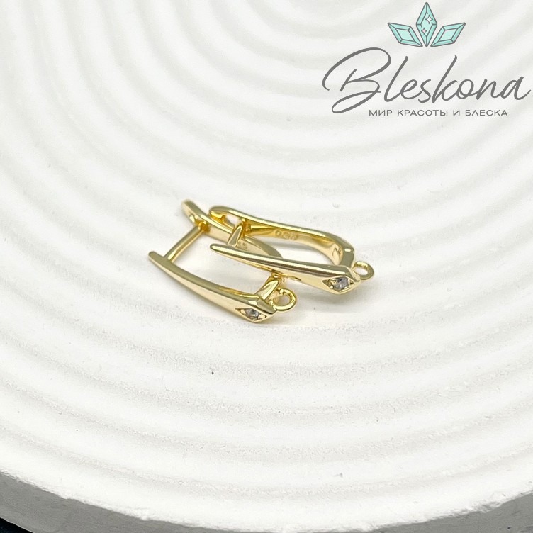 19 мм, Цвет золото, Швензы с цирконом