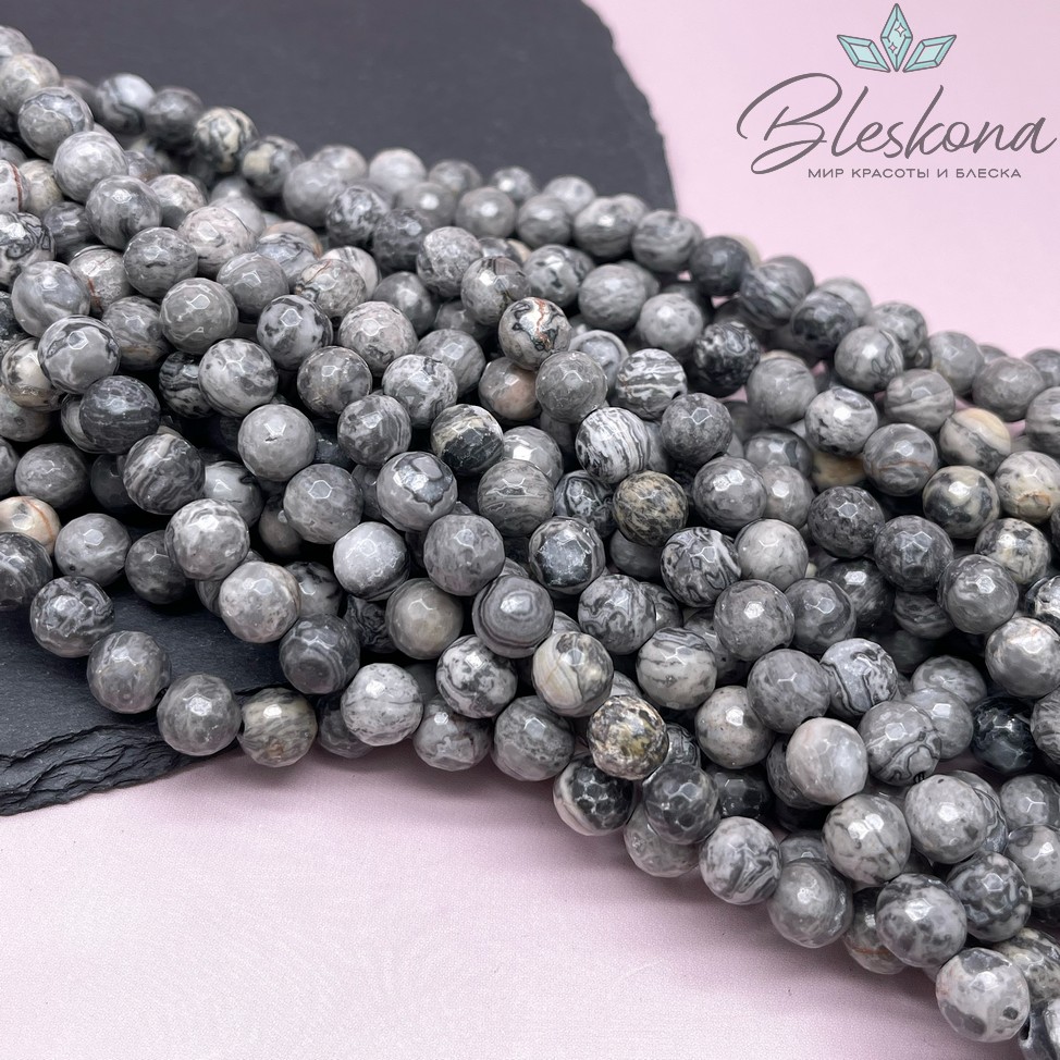 Яшма картографическая огранка 8 мм