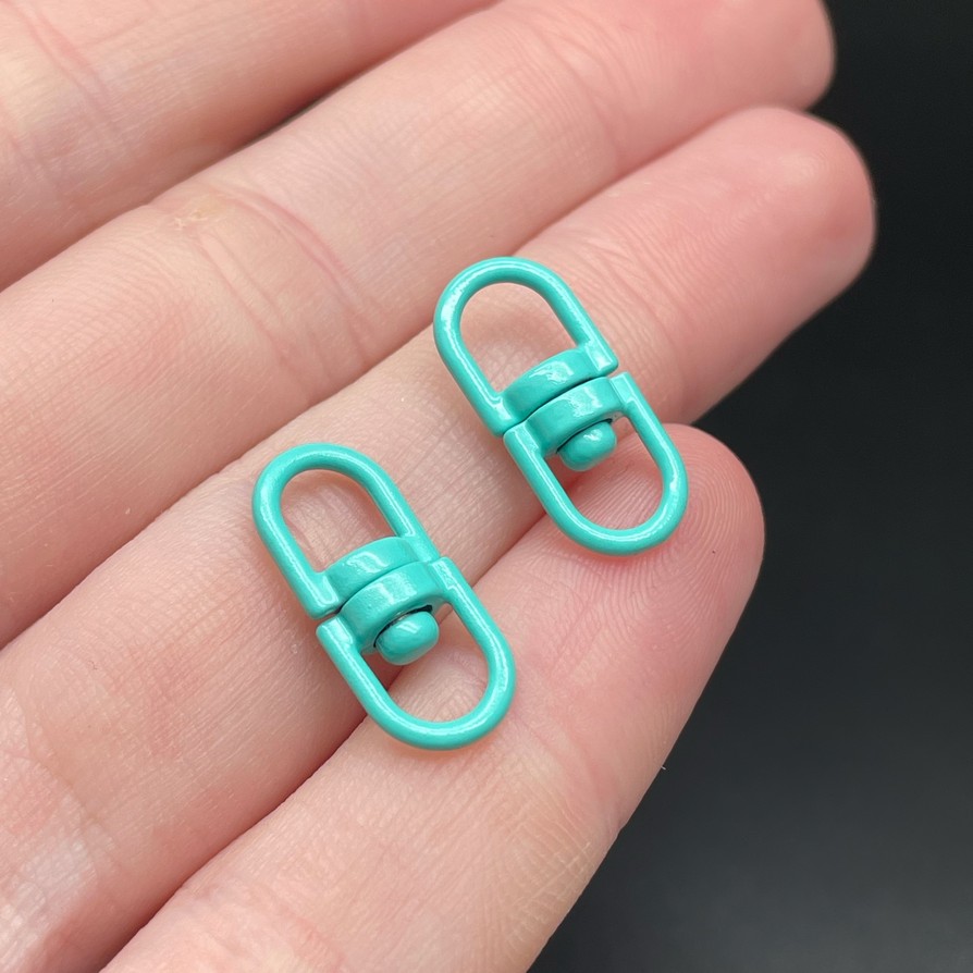 19*8 мм , Вращающаяся застежка-коннектор бирюзовая эмаль