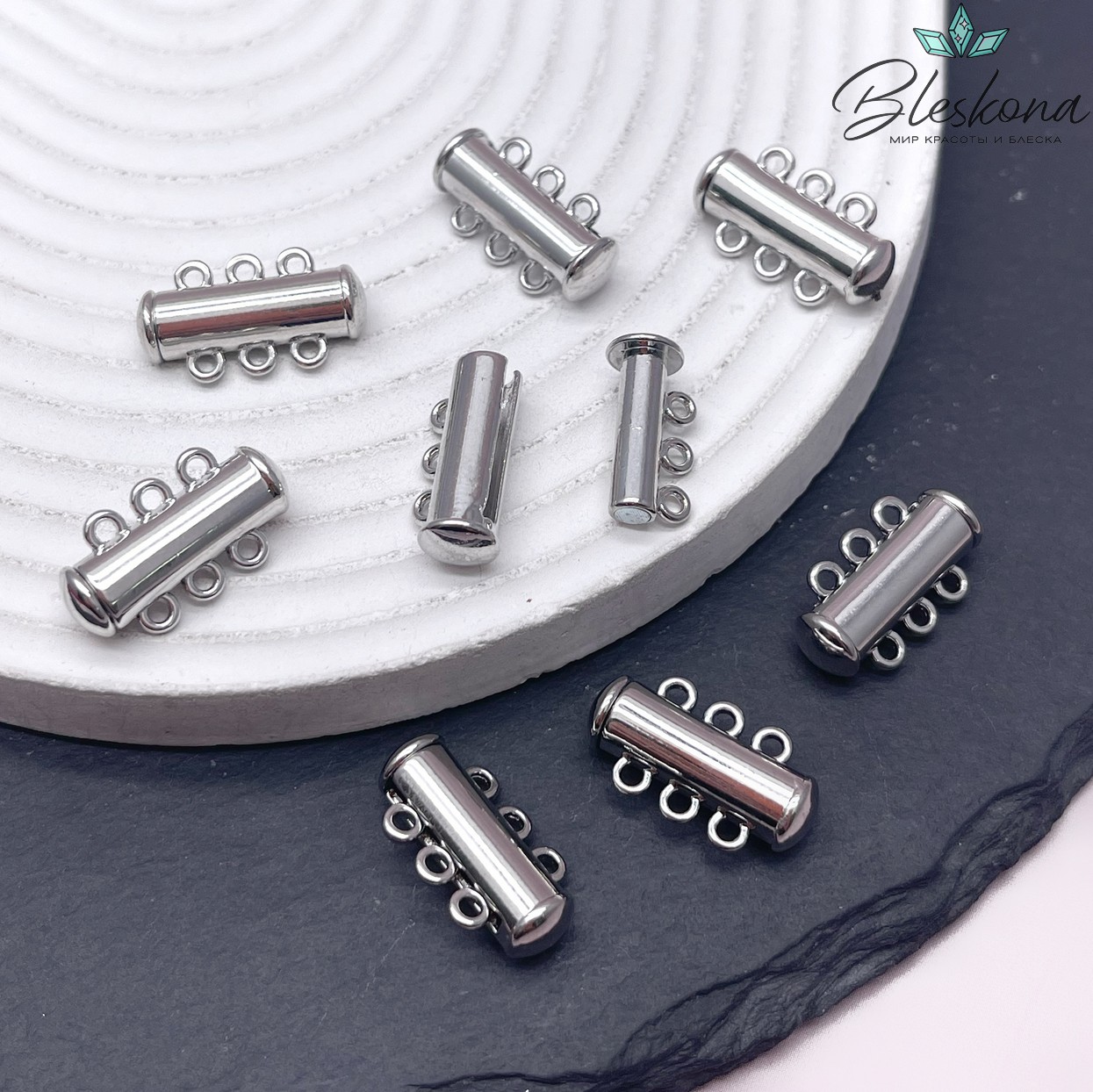 20*11 мм Замок Магнитный на 3 ряда ,цвет серебро 