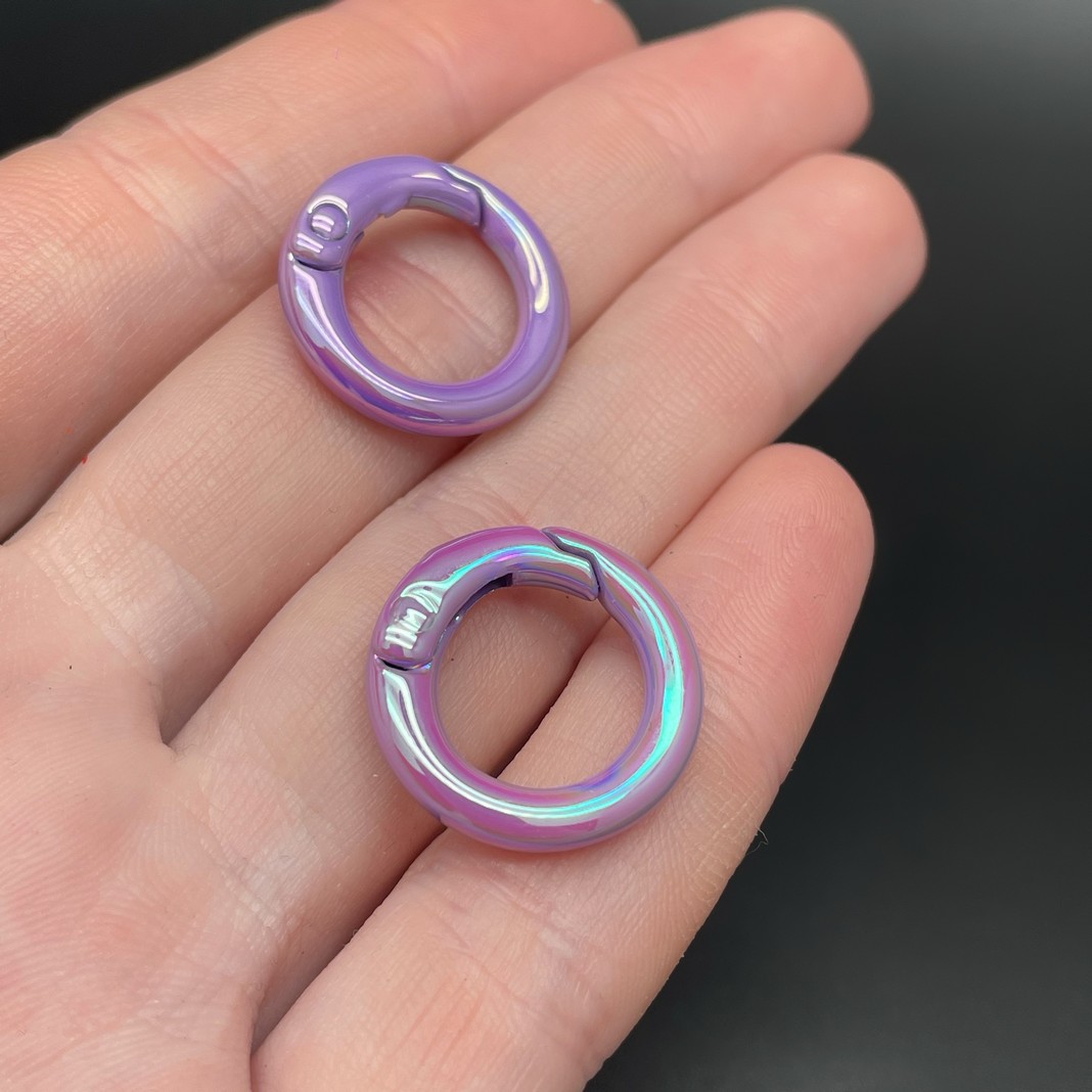 20мм , Замок круг фиолетовая эмаль с переливом 