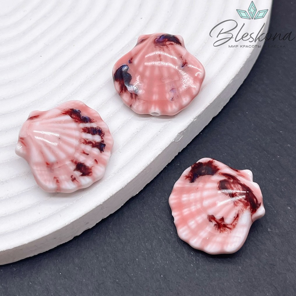 27*25 мм Керамика Бусина ракушка розовая