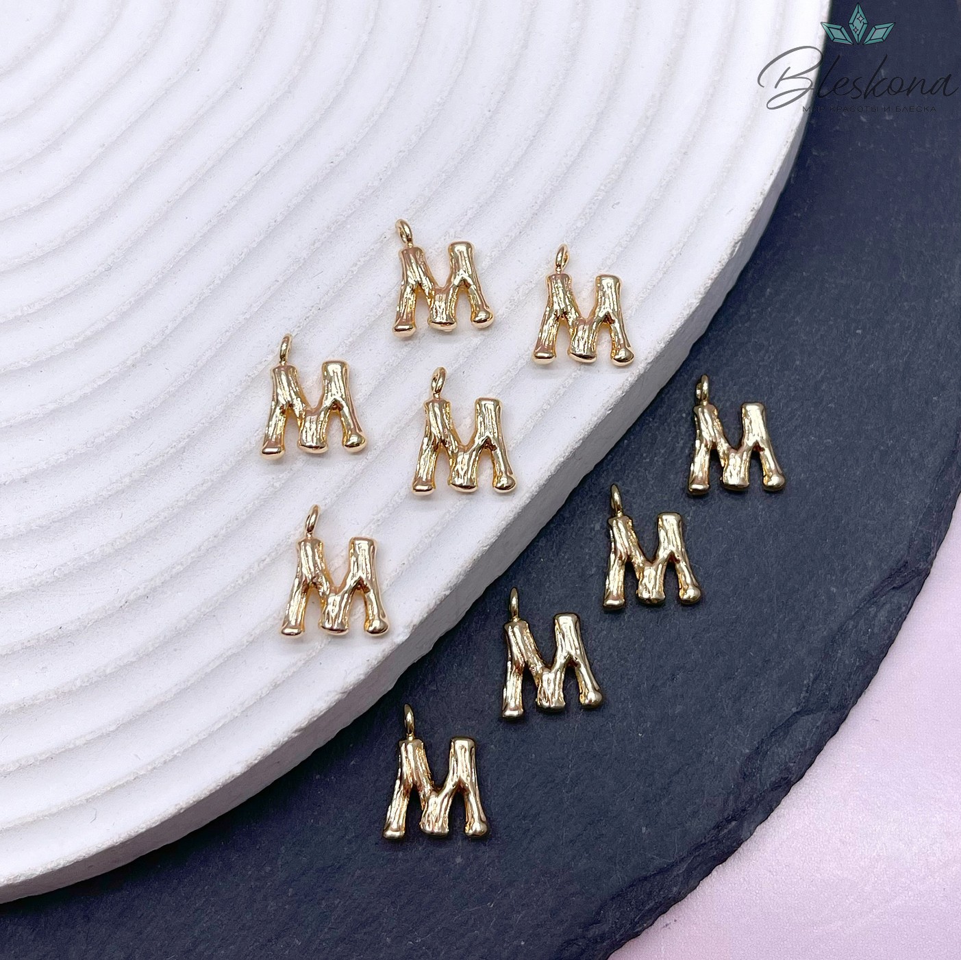 12 мм Цвет золото, Буквы веточки M 