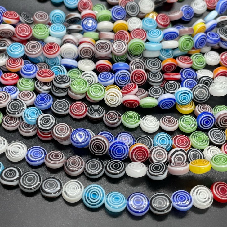 Муранское стекло  круг спираль 8 мм