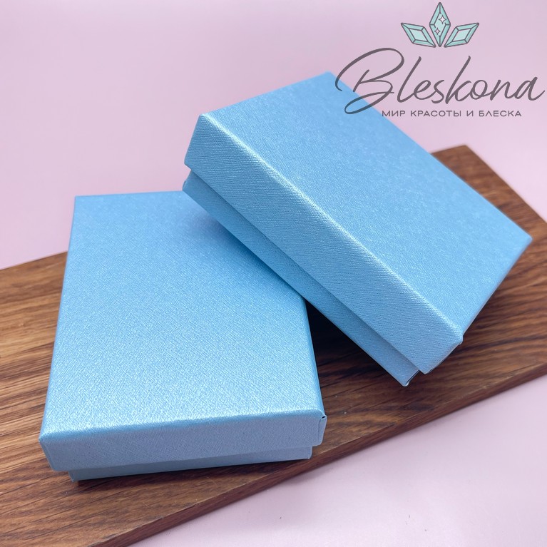 Коробка Голубая фактурная черная подложка 9*7*3 см
