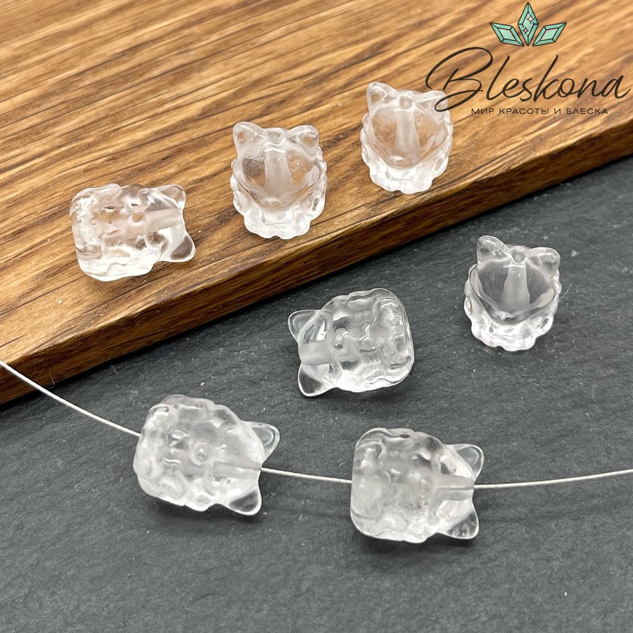14*11 мм Резная Бусина Девятихвостая Лиса №3 Горный Хрусталь