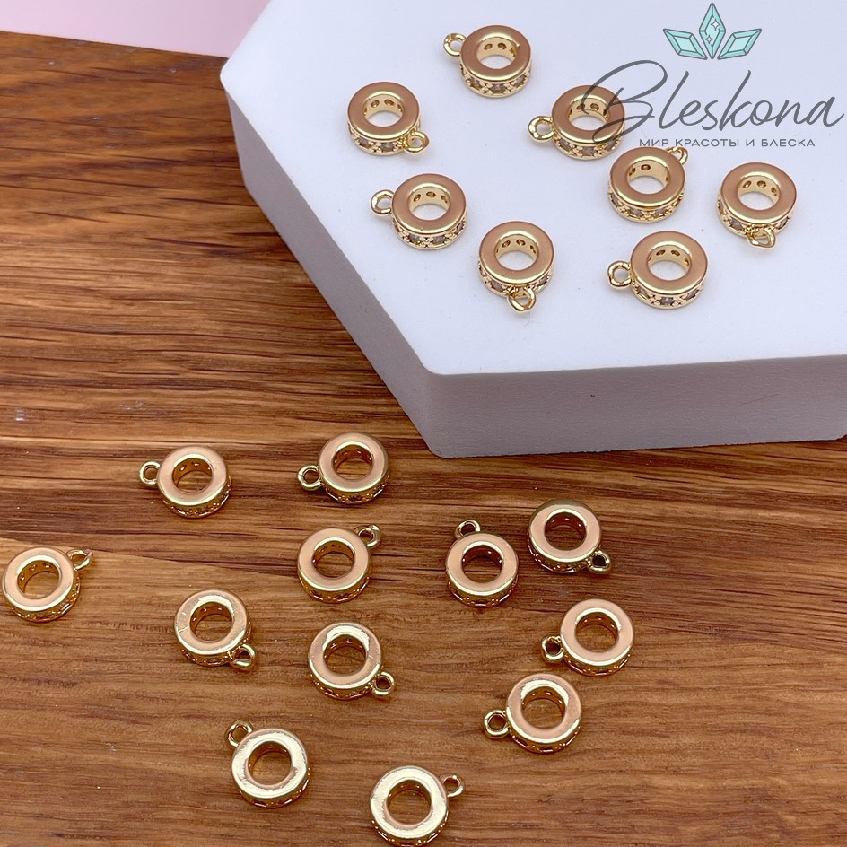 8 мм Цвет золото, Бейл цирконы неразъемное кольцо