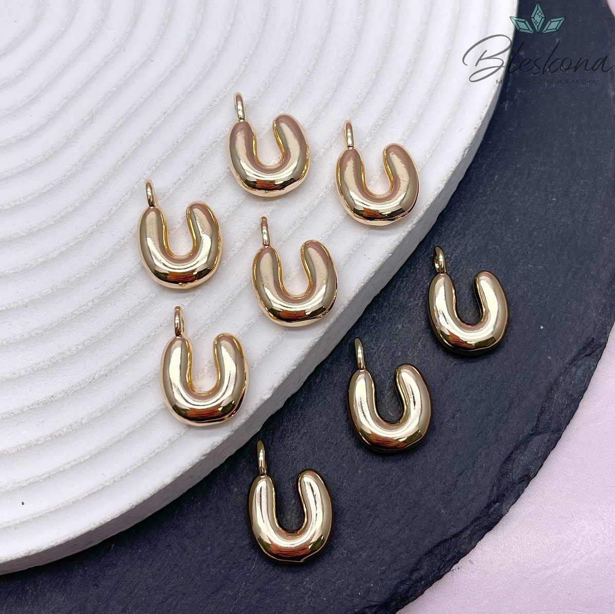 18 мм, Цвет золото, Буква объемная U