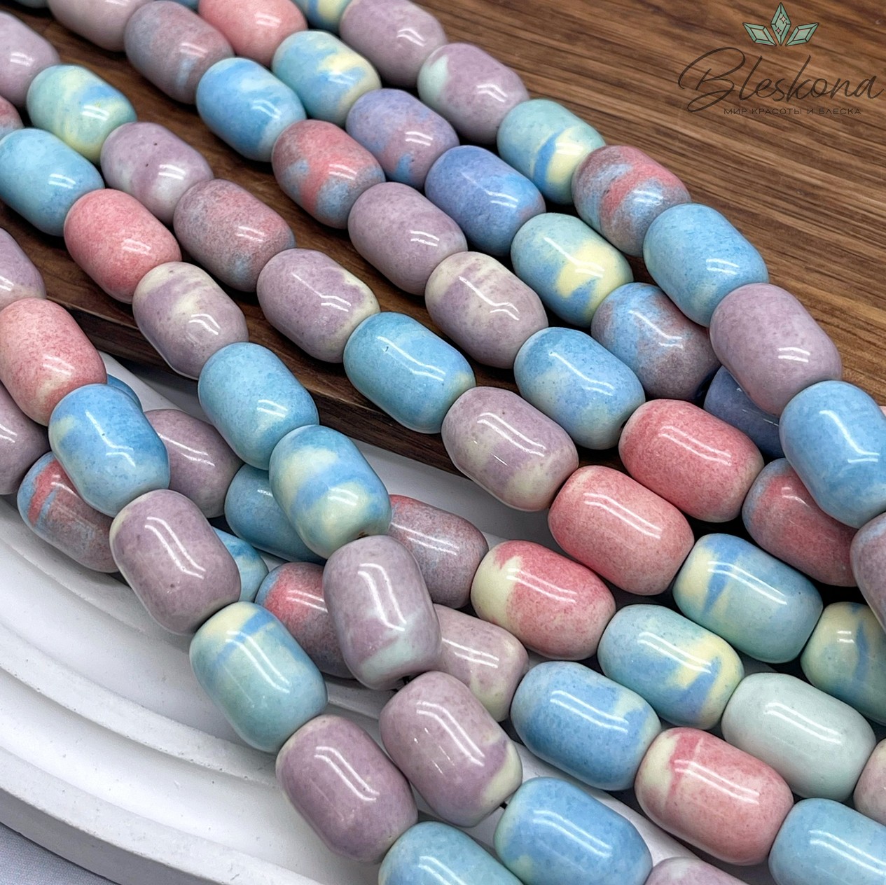 Радужный Агат бочата микс 15*11 мм (имитация)