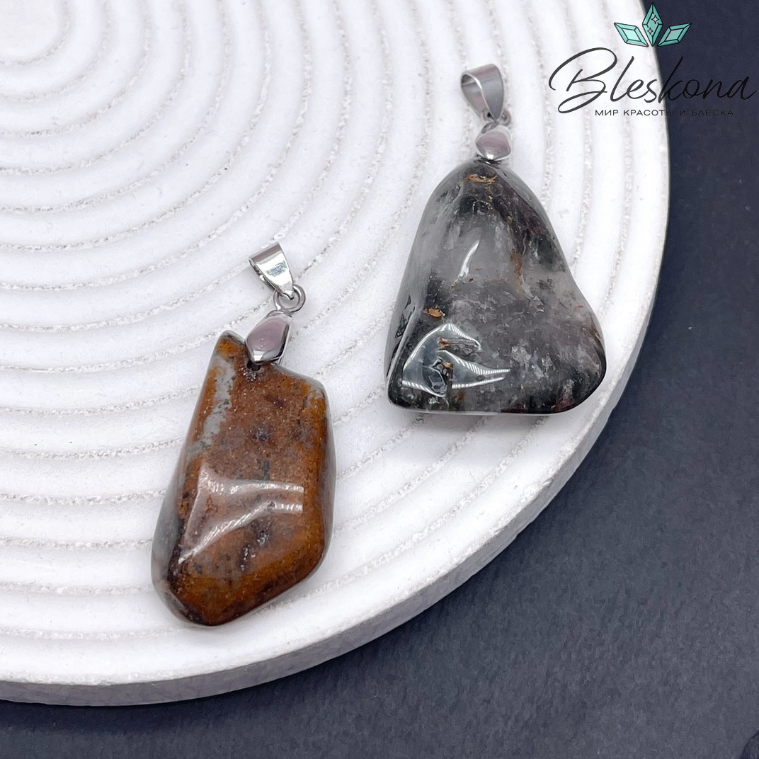 Подвеска Моховой Агат  фриформ 18-22 мм 