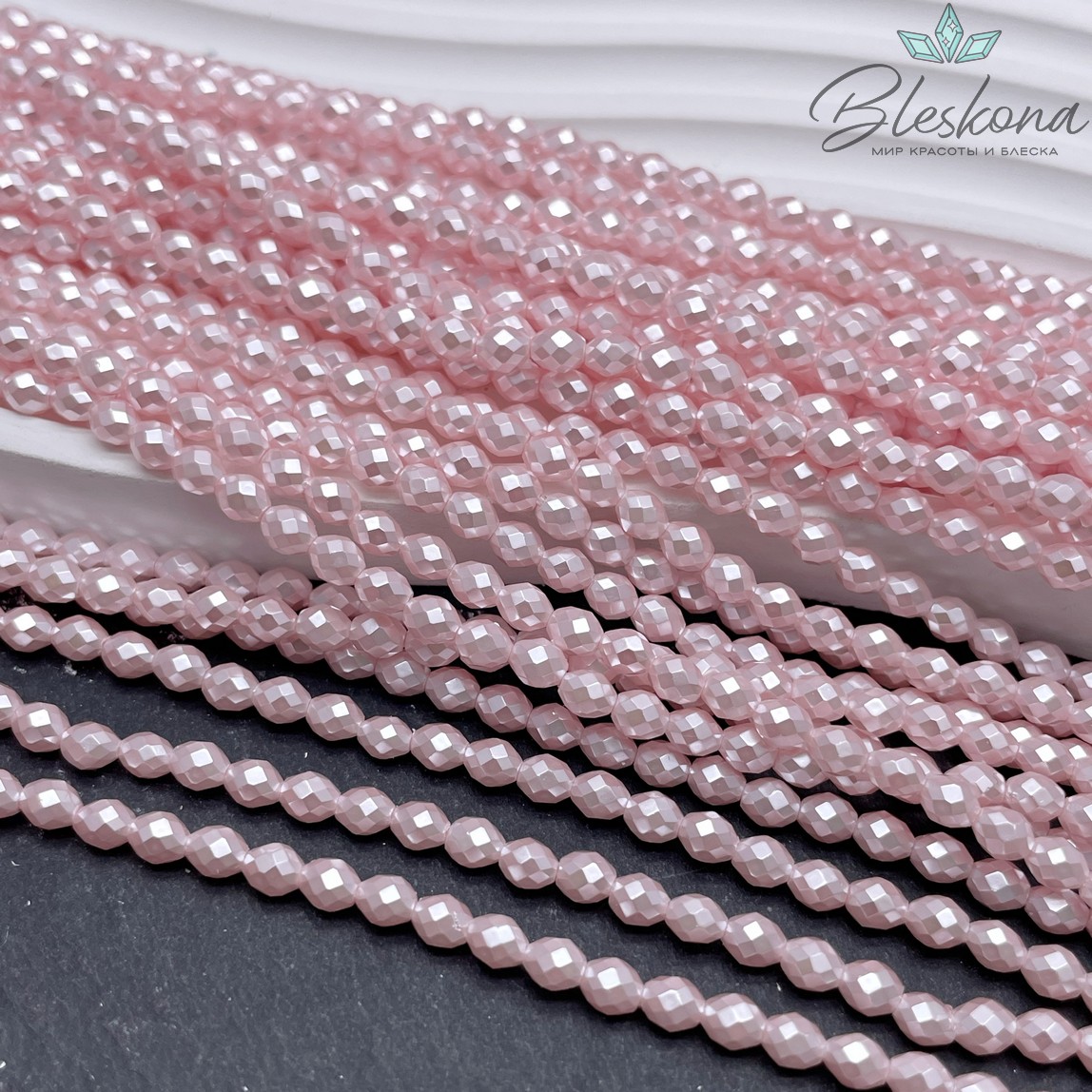 Жемчуг Майорка рис огранка, цвет розовый 4*3,5 мм